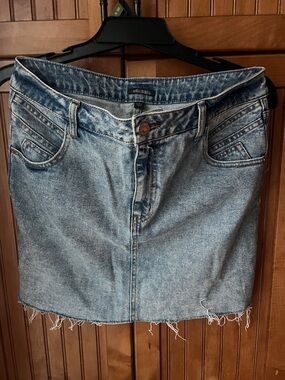 Wild Fable Light Blue Distressed Denim Jean Skirt. By Wild Fable